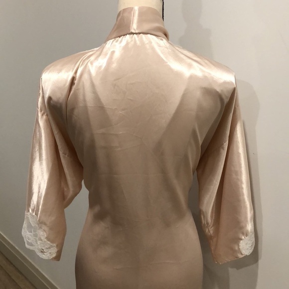 California  Dynasty vintage nude bridal lingerie full slip and robe with lace M - Picture 8 of 16